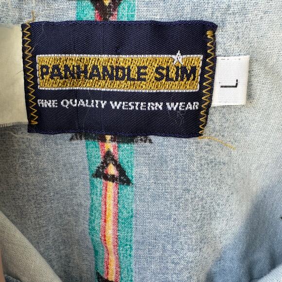 Vintage Panhandle Slim Western Shirt L Pearl Snap Aztec Rodeo Coastal Cowboy - Picture 7 of 8